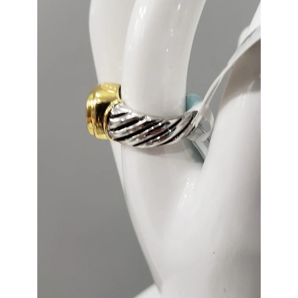SZ 5 Lauren G. Adams mixed metal blue stone two tone cocktail statement noblesse